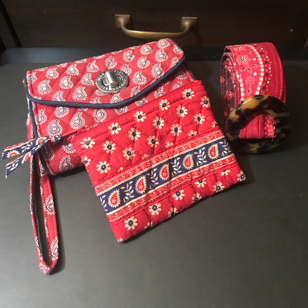 Vera Bradley Red Paisley & Flower Print Bundle